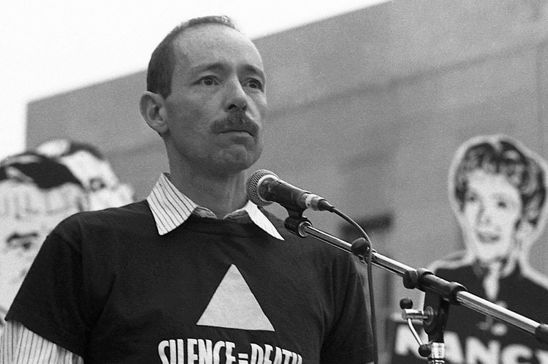 Vito Russo at an ACT UP protest in the late 1980s.